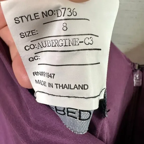 Alfred Sung Womens size 8 3/4 Sleeve Draped Full Skirt Dress Gown Aubergine D736 - Picture 10 of 10